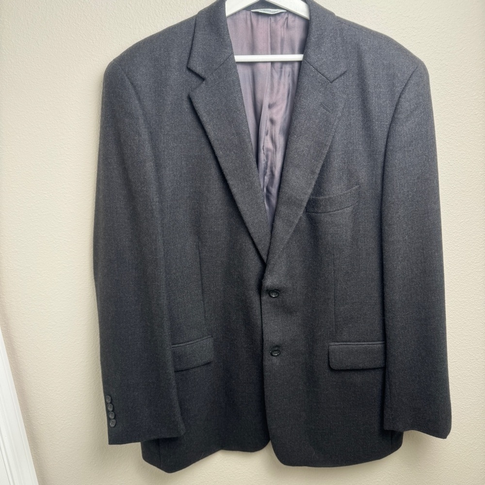 Joseph &‎ Feiss Cashmere Blend Gray Blazer Mens 44L Sport Coat Suit Jacket
